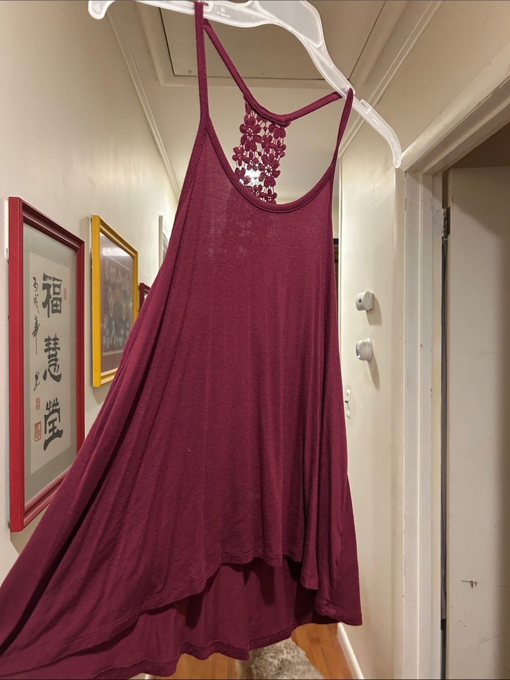 Burgundy Floral-Back Flowy Tank A-line tank